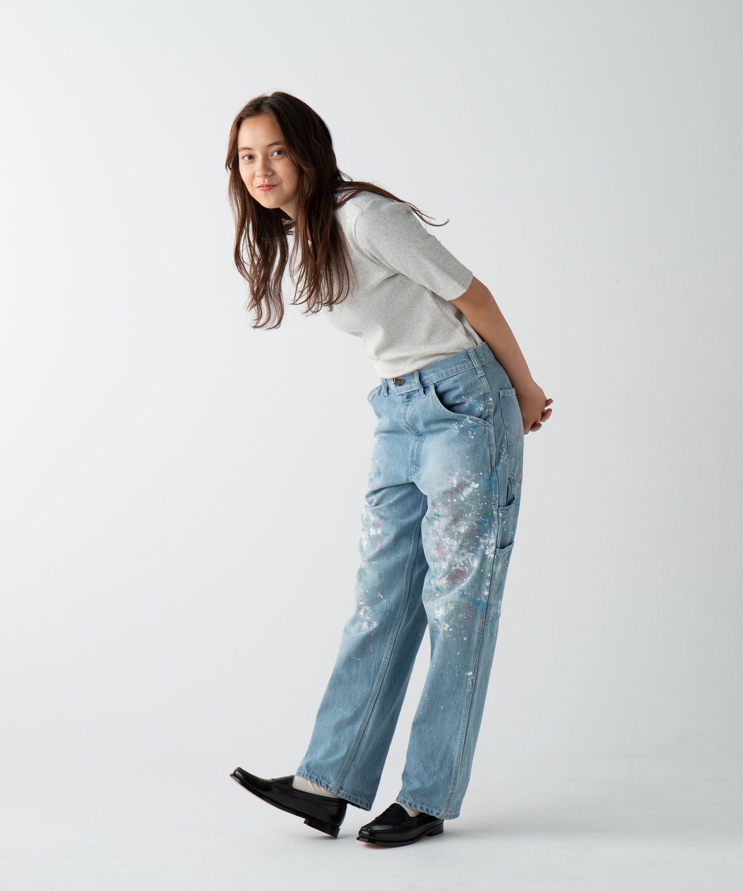CHARIE PANTS THE ORIGINAL / VINTAGE WASH w PAINT / FADE INDIGO