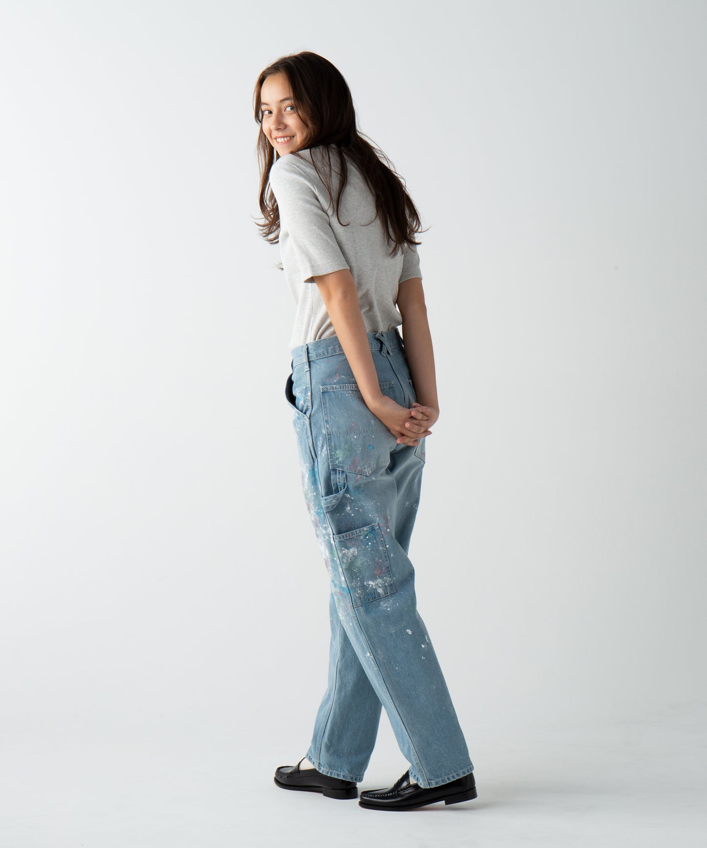 CHARIE PANTS THE ORIGINAL / VINTAGE WASH w PAINT / FADE INDIGO