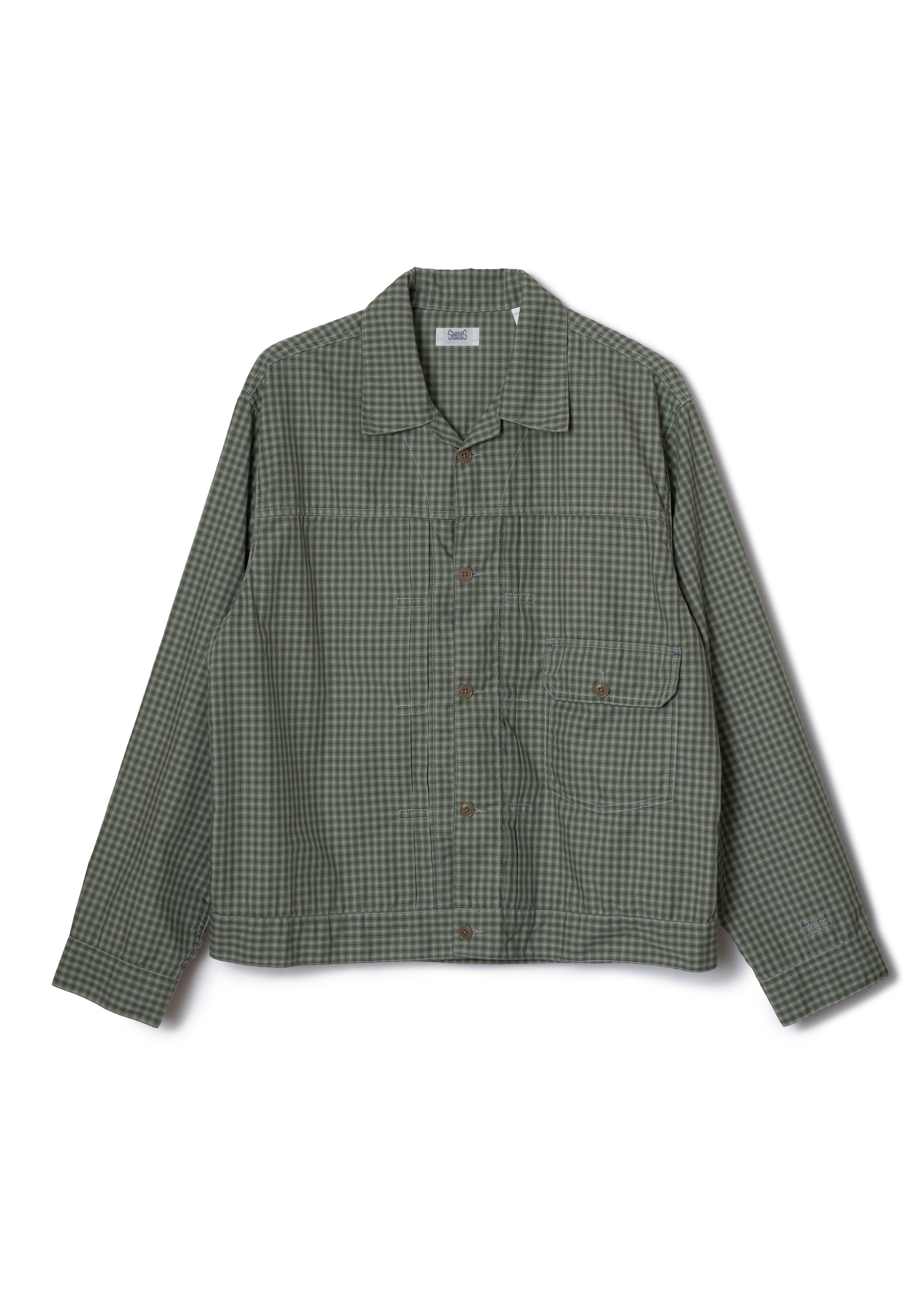 BROOKLYN trucker shirt jac / T/C American plaid [OLIVE] – ER 