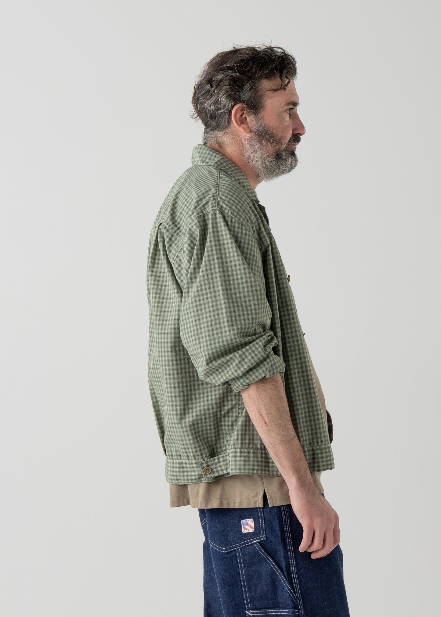 BROOKLYN trucker shirt jac / T/C American plaid [OLIVE]