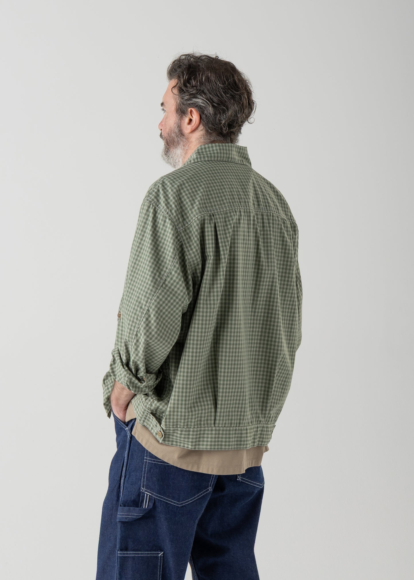BROOKLYN trucker shirt jac / T/C American plaid [OLIVE]