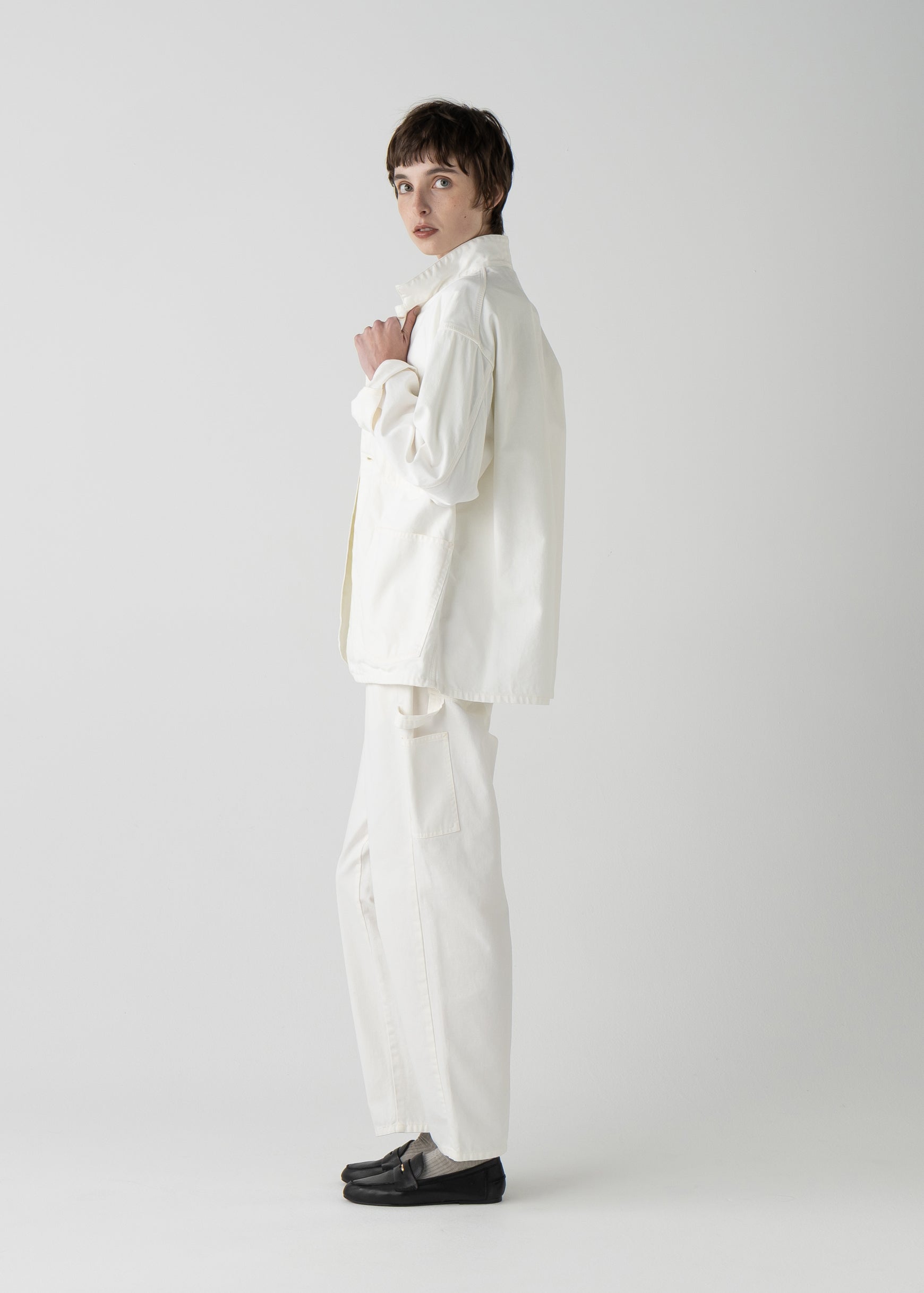 LES HALLES coverall / 10 oz. color denim [WHITE DENIM] – ER