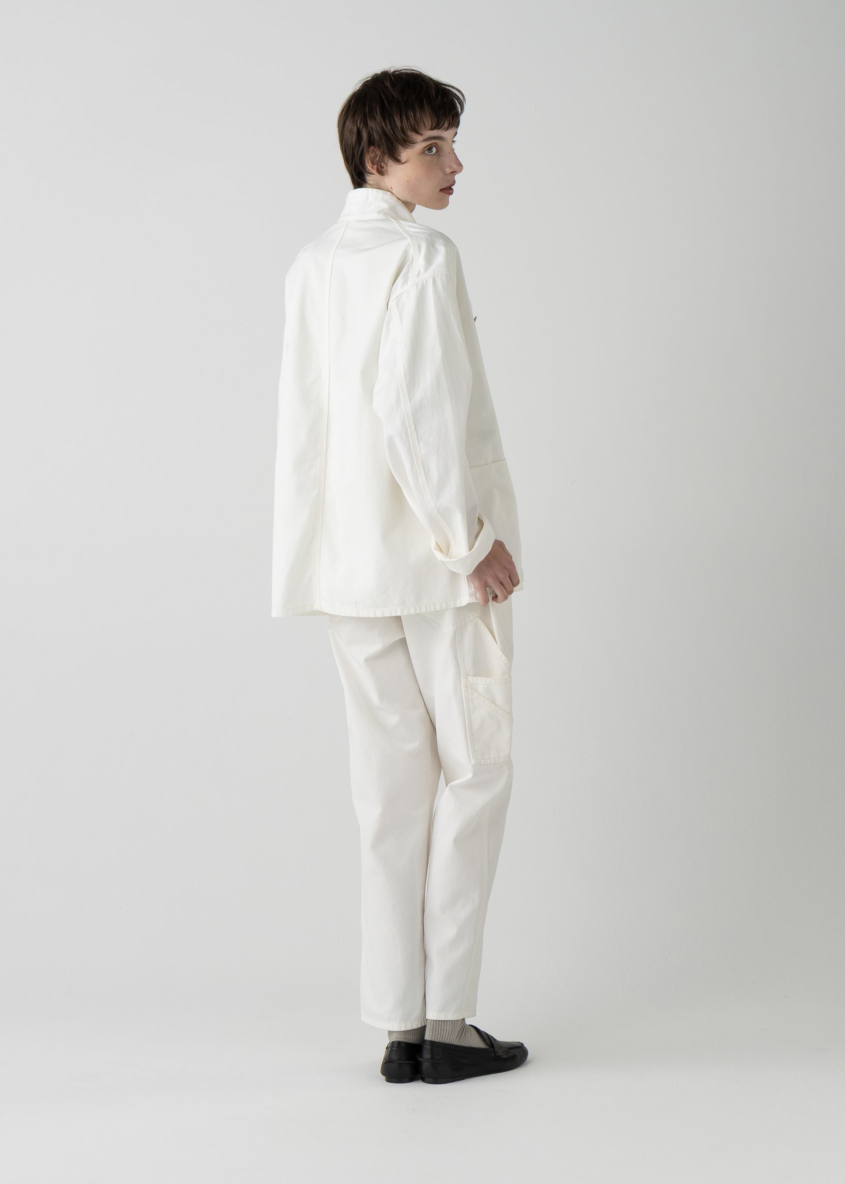 LES HALLES coverall / 10 oz. color denim [WHITE DENIM] – ER