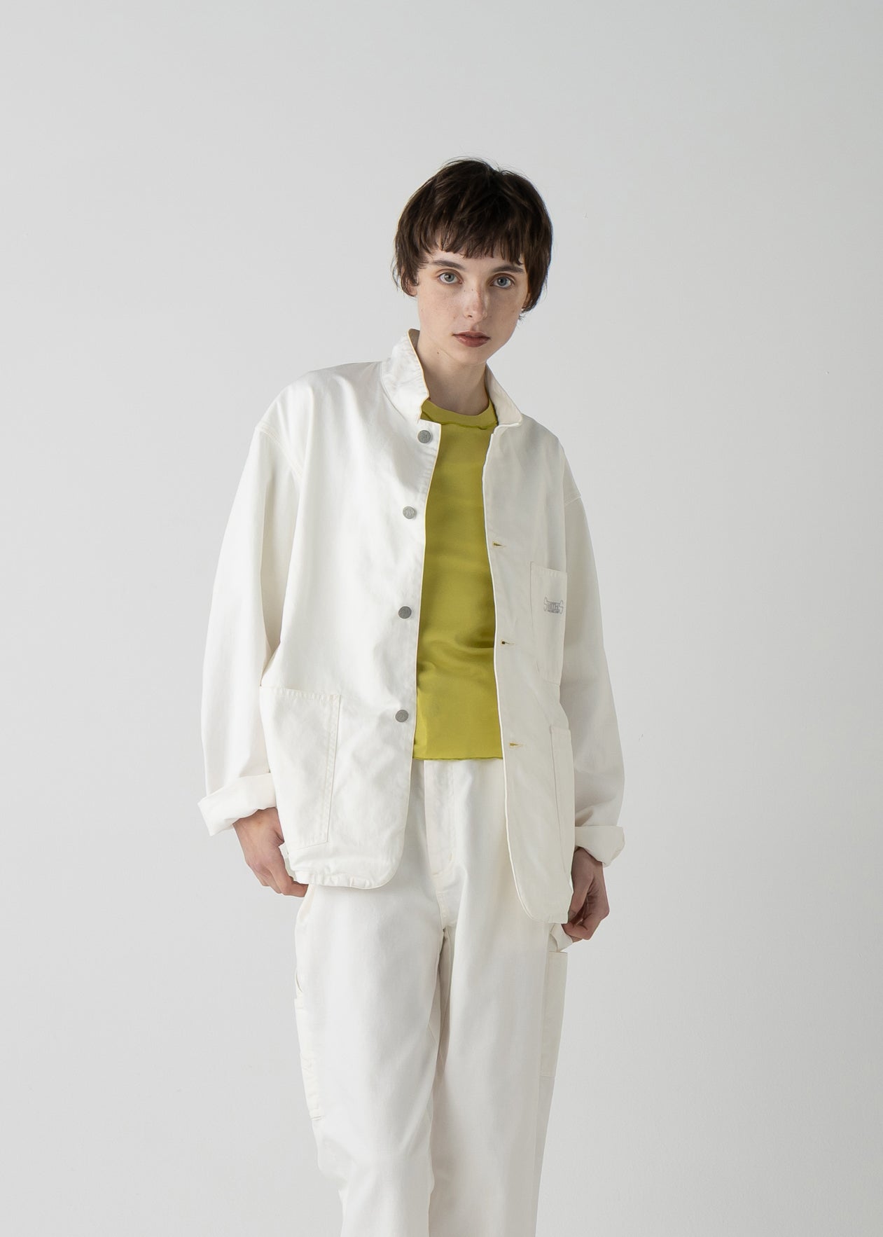 LES HALLES coverall / 10 oz. color denim [WHITE DENIM] – ER