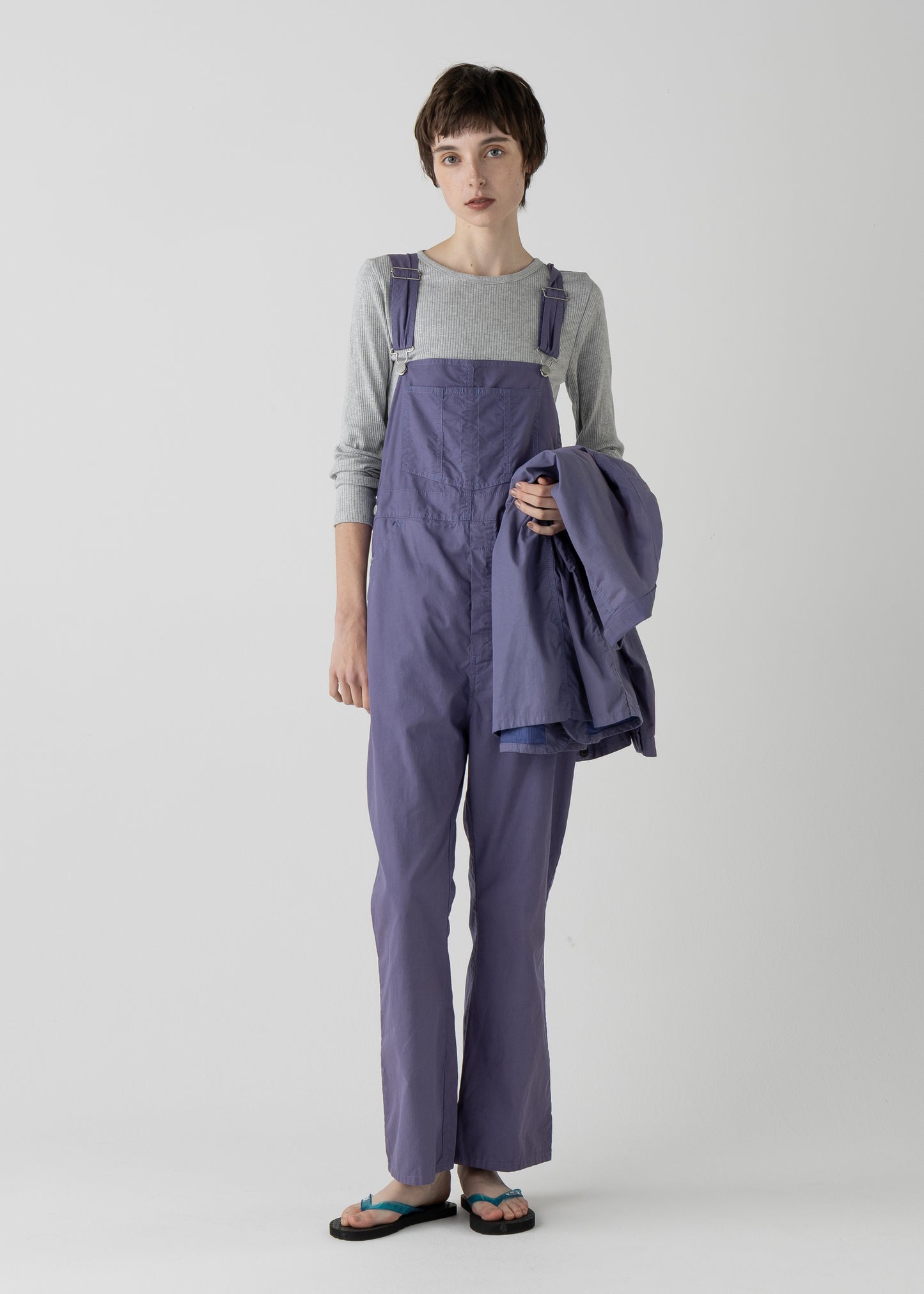 "LES HALLES" flare overall / cotton cordlane [NAVY]