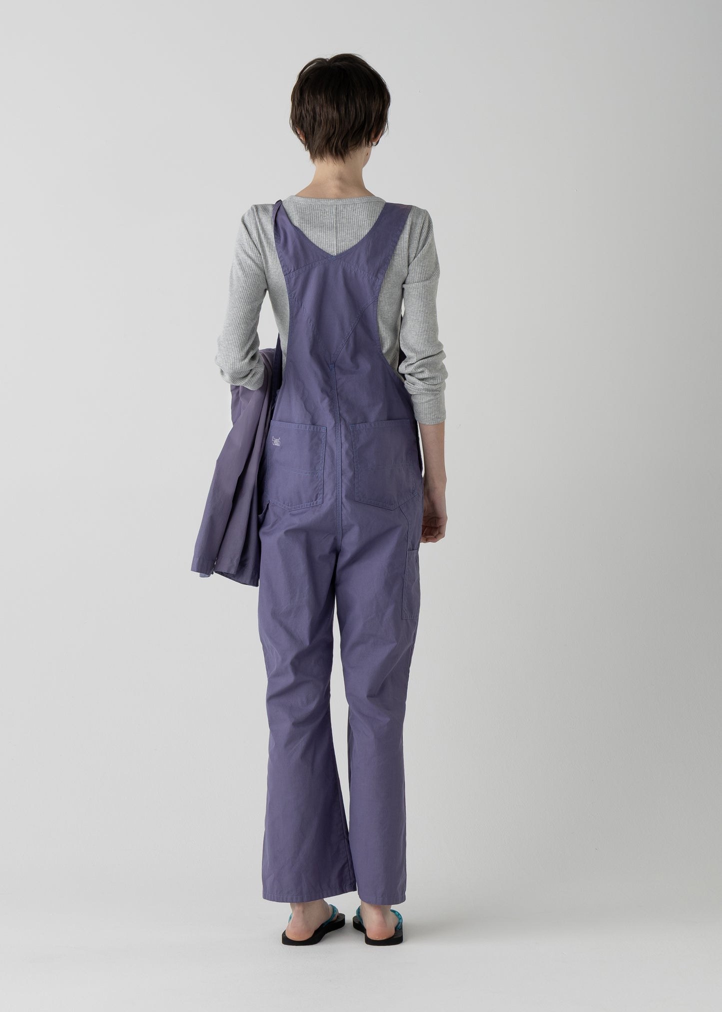 "LES HALLES" flare overall / cotton cordlane [NAVY]