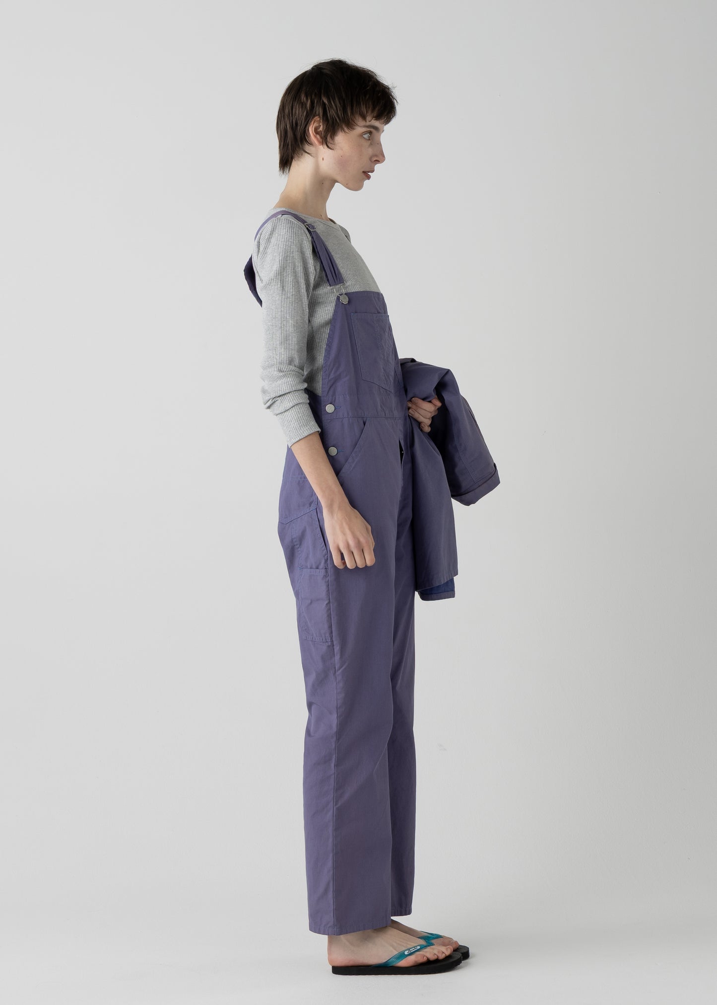 "LES HALLES" flare overall / cotton cordlane [NAVY]