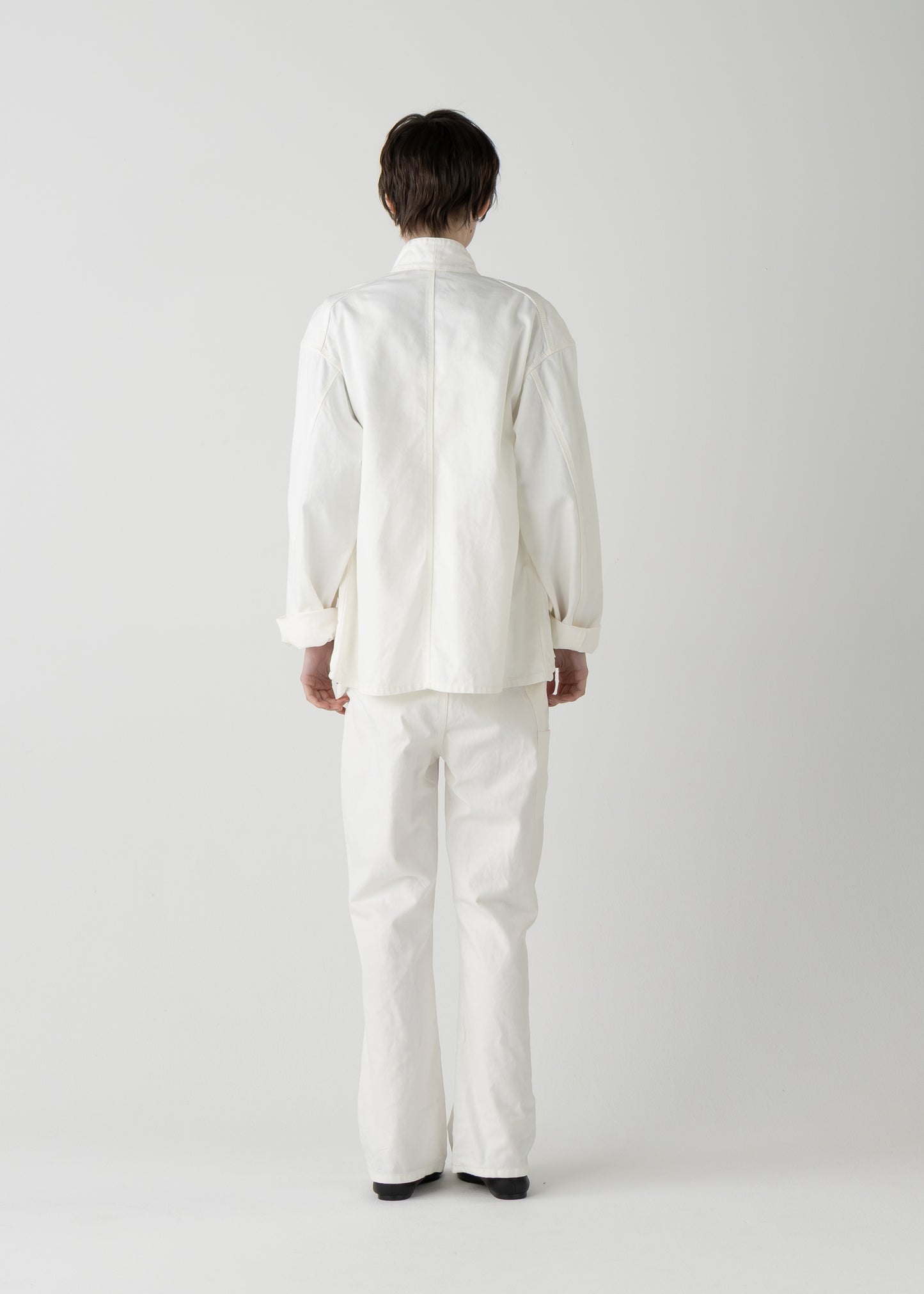 "LES HALLES" flare overall / 10 oz color denim [WHITE DENIM]