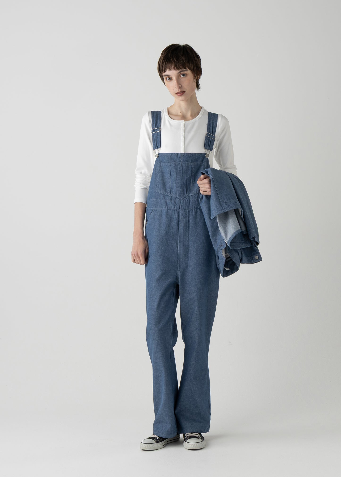 "LES HALLES" flare overall / 10 oz color denim [BLUE DENIM]