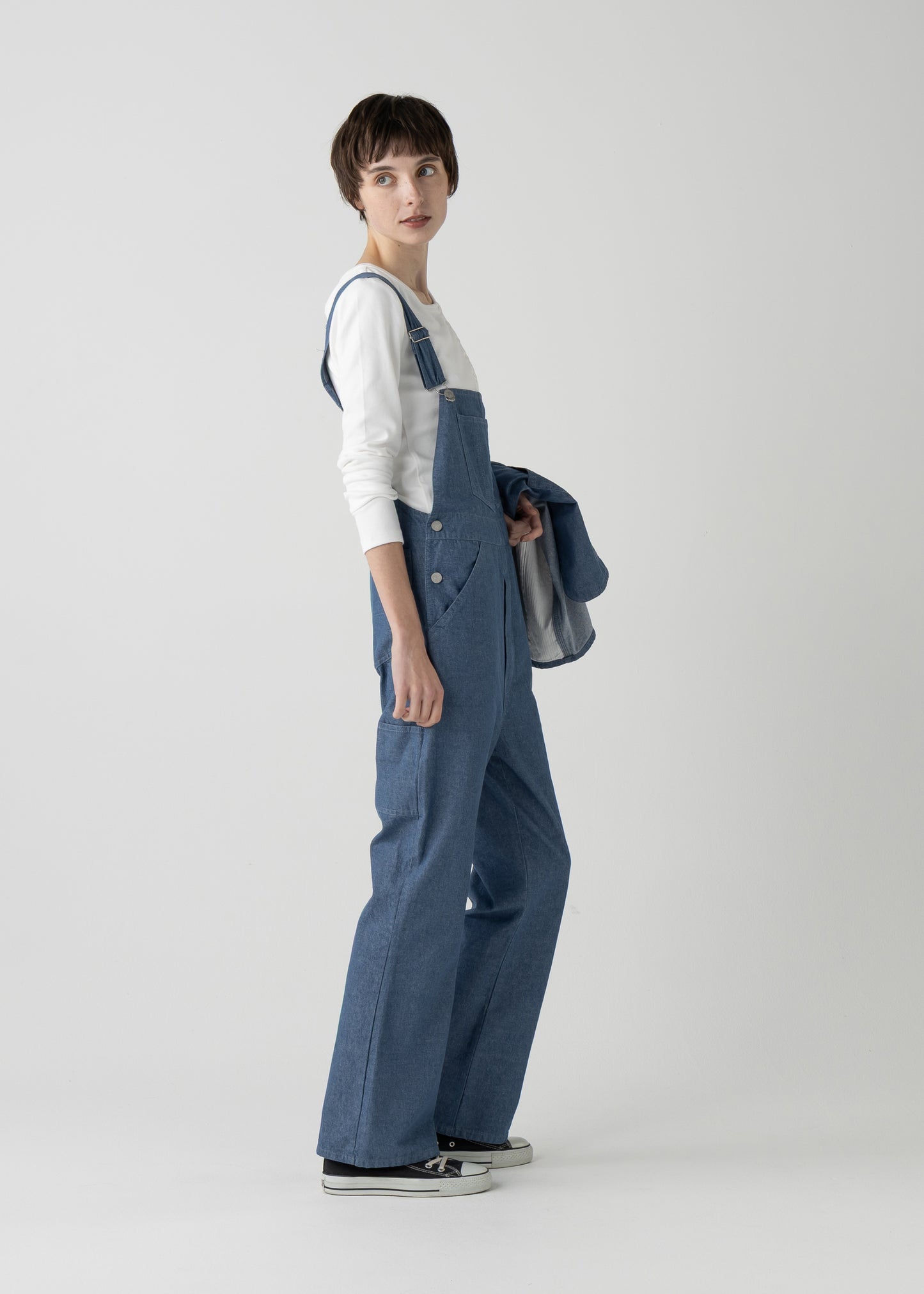 "LES HALLES" flare overall / 10 oz color denim [BLUE DENIM]
