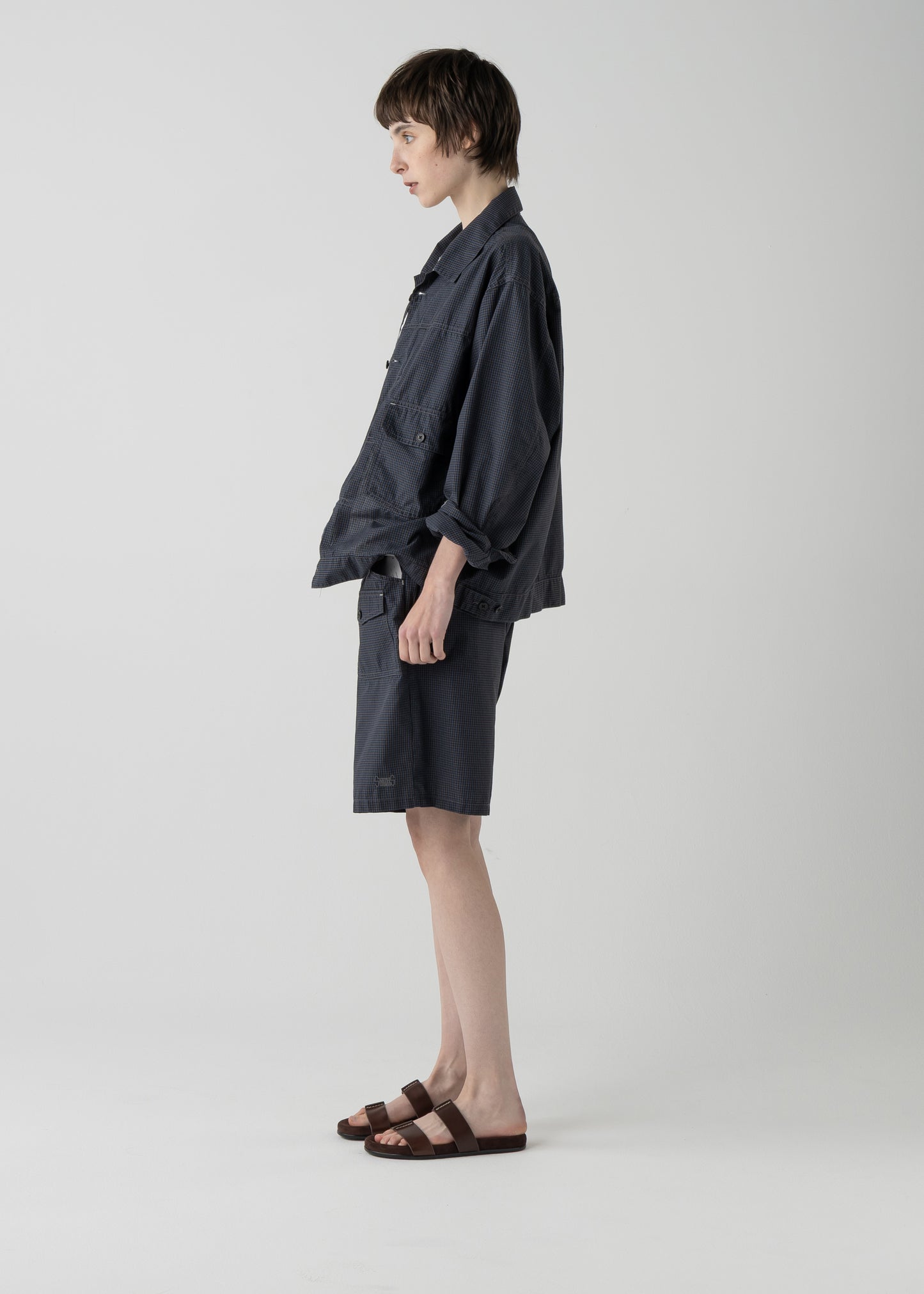 BROOKLYN trucker shirt jac / T/C American plaid [NAVY]