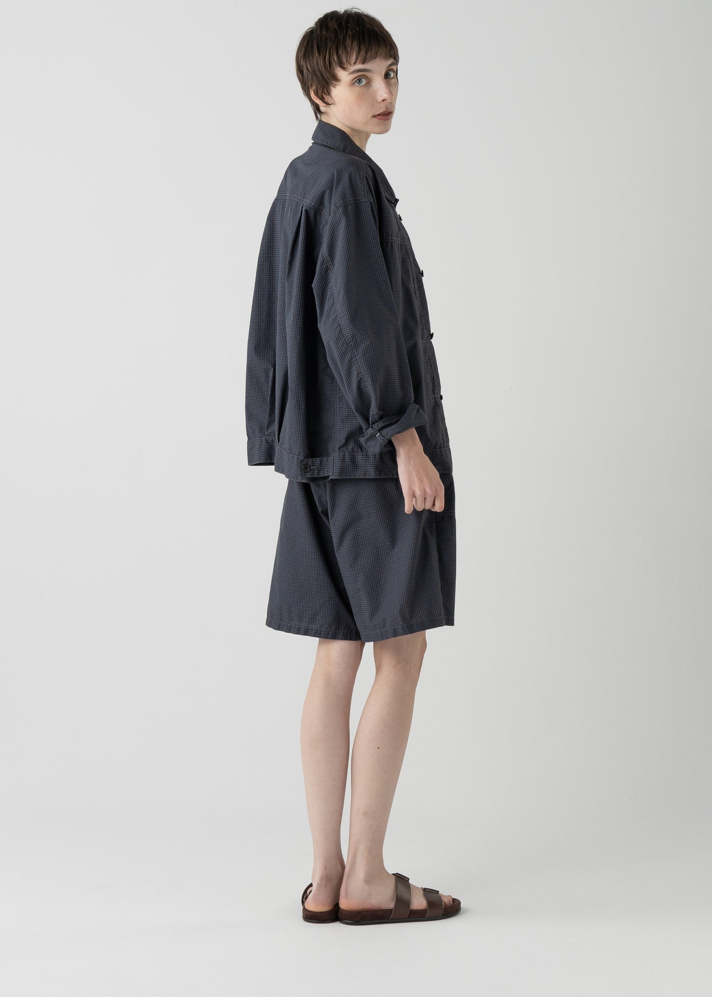 BROOKLYN trucker shirt jac / T/C American plaid [NAVY]