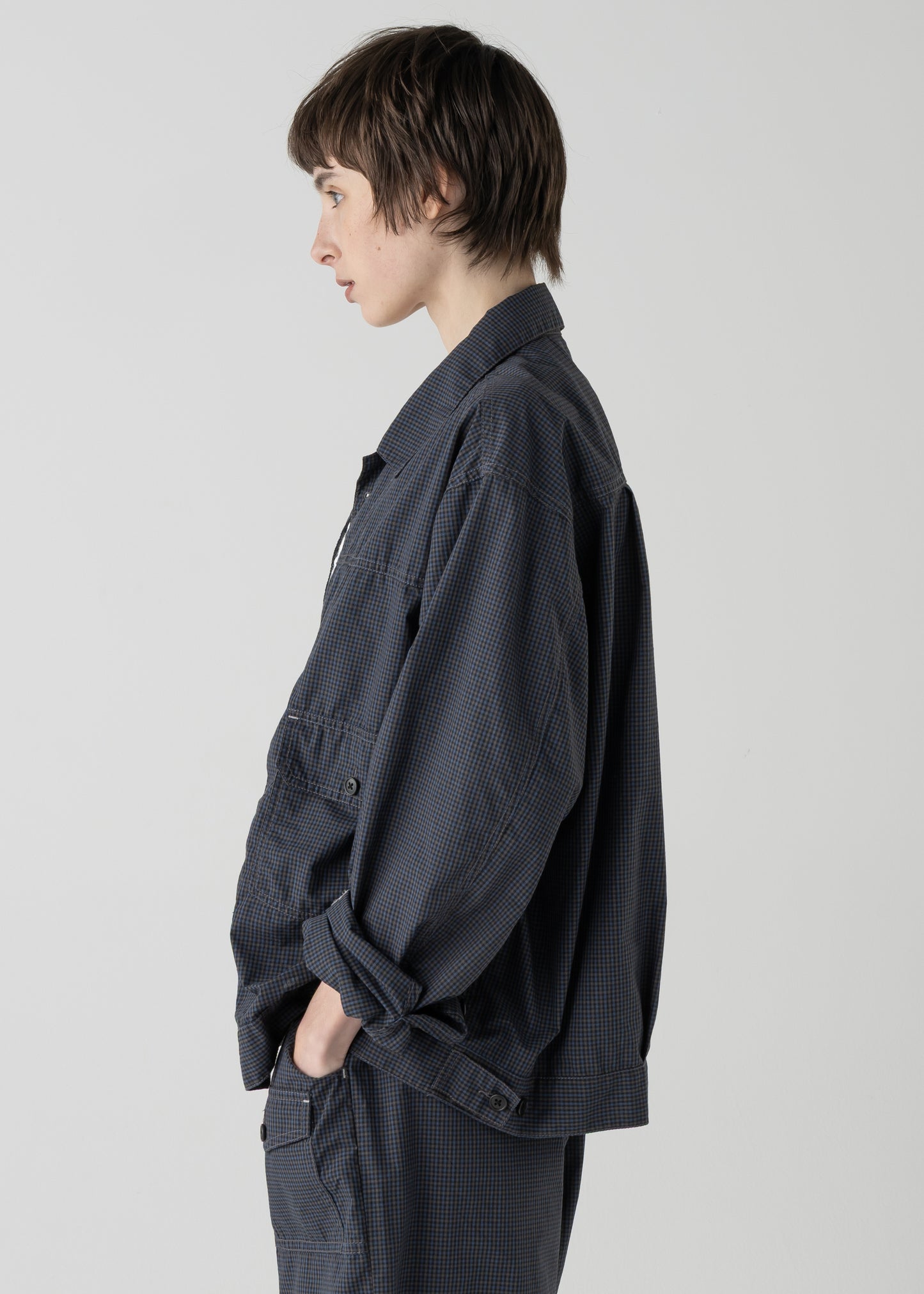 BROOKLYN trucker shirt jac / T/C American plaid [NAVY]