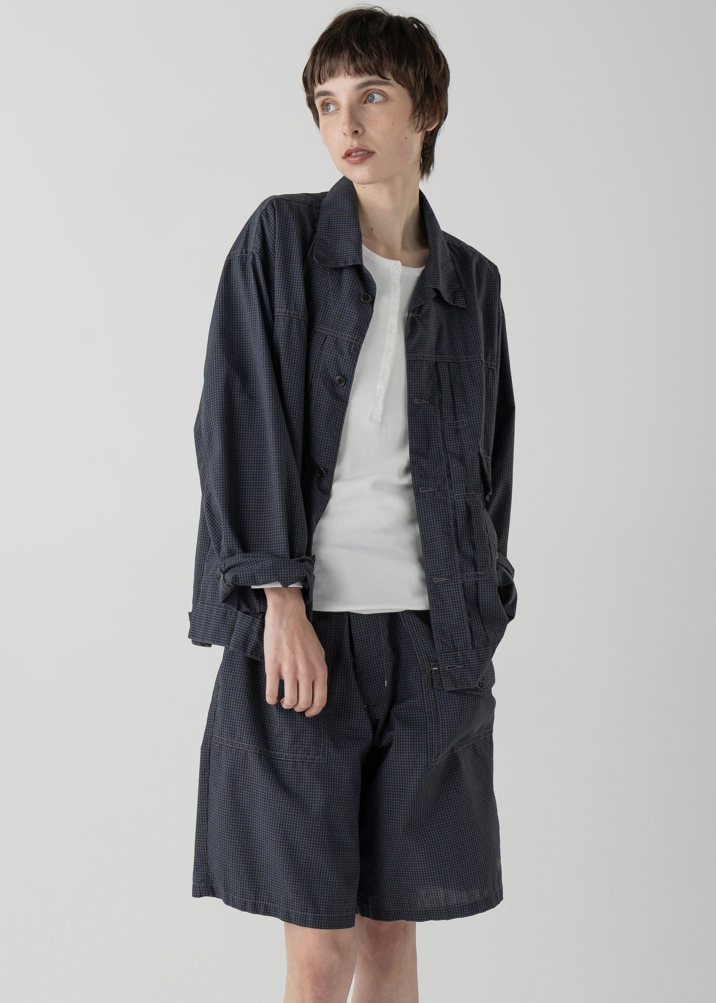 BROOKLYN trucker shirt jac / T/C American plaid [NAVY]