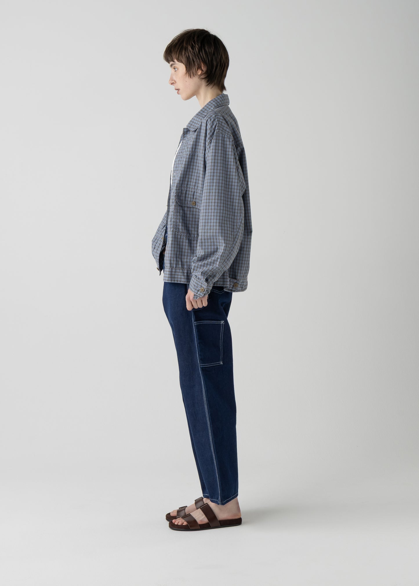 BROOKLYN trucker shirt jac / T/C American plaid [BLUE]