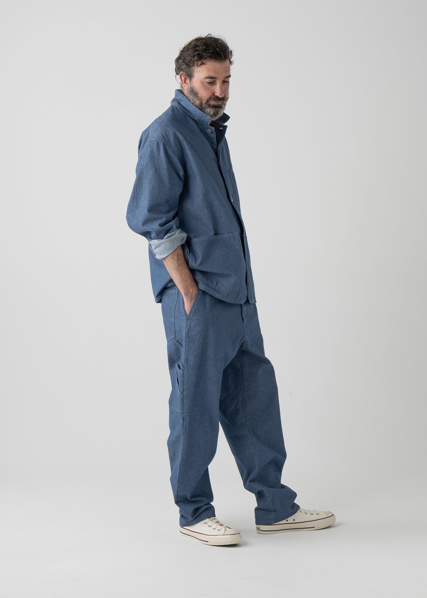 LES HALLES coverall / 10 oz. color denim  [BLUE DENIM]