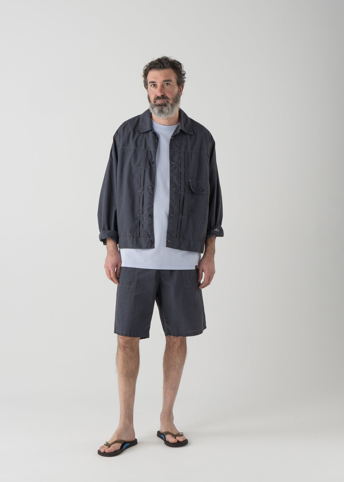 BROOKLYN trucker shirt jac / T/C American plaid [NAVY]