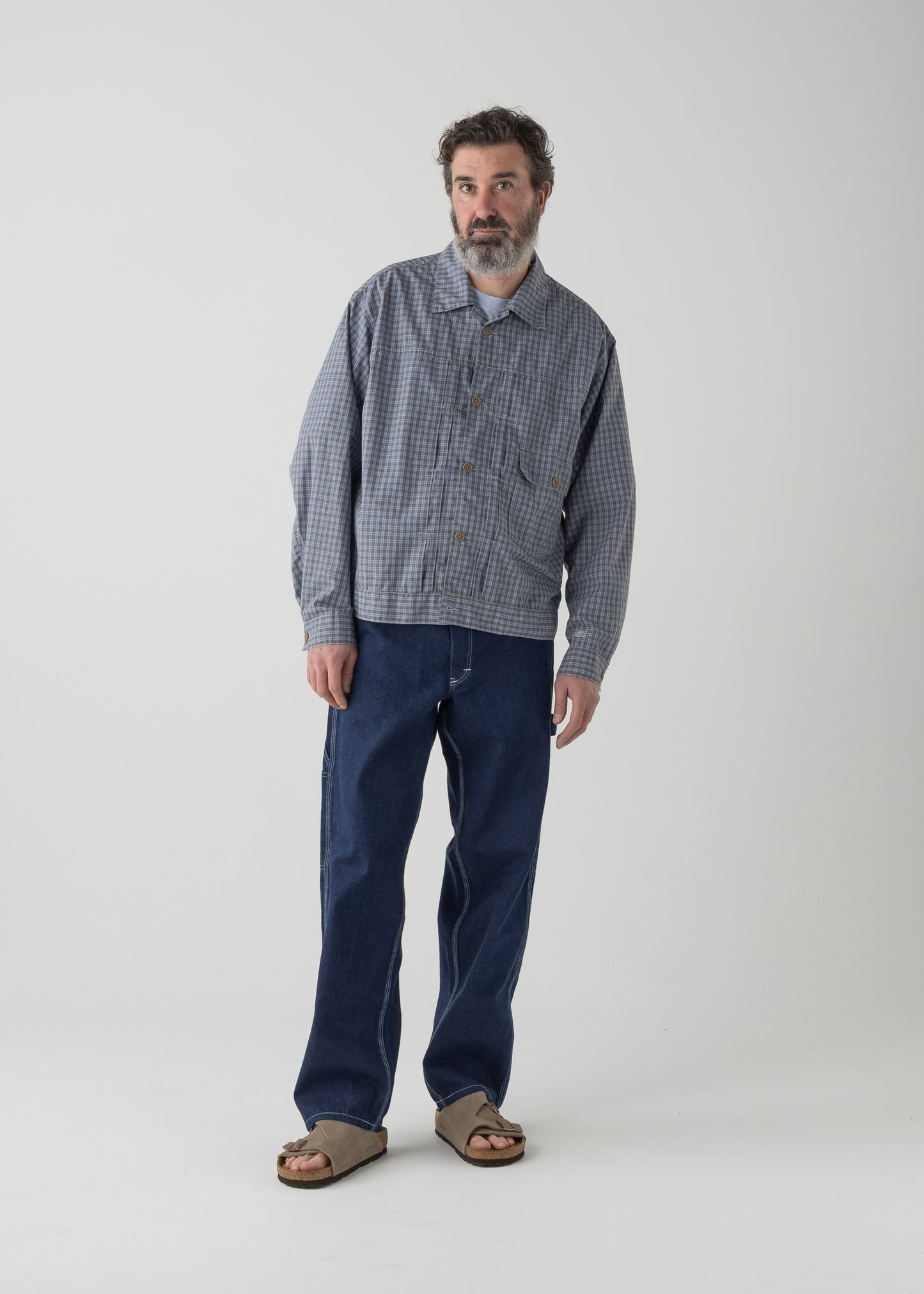 BROOKLYN trucker shirt jac / T/C American plaid [BLUE]