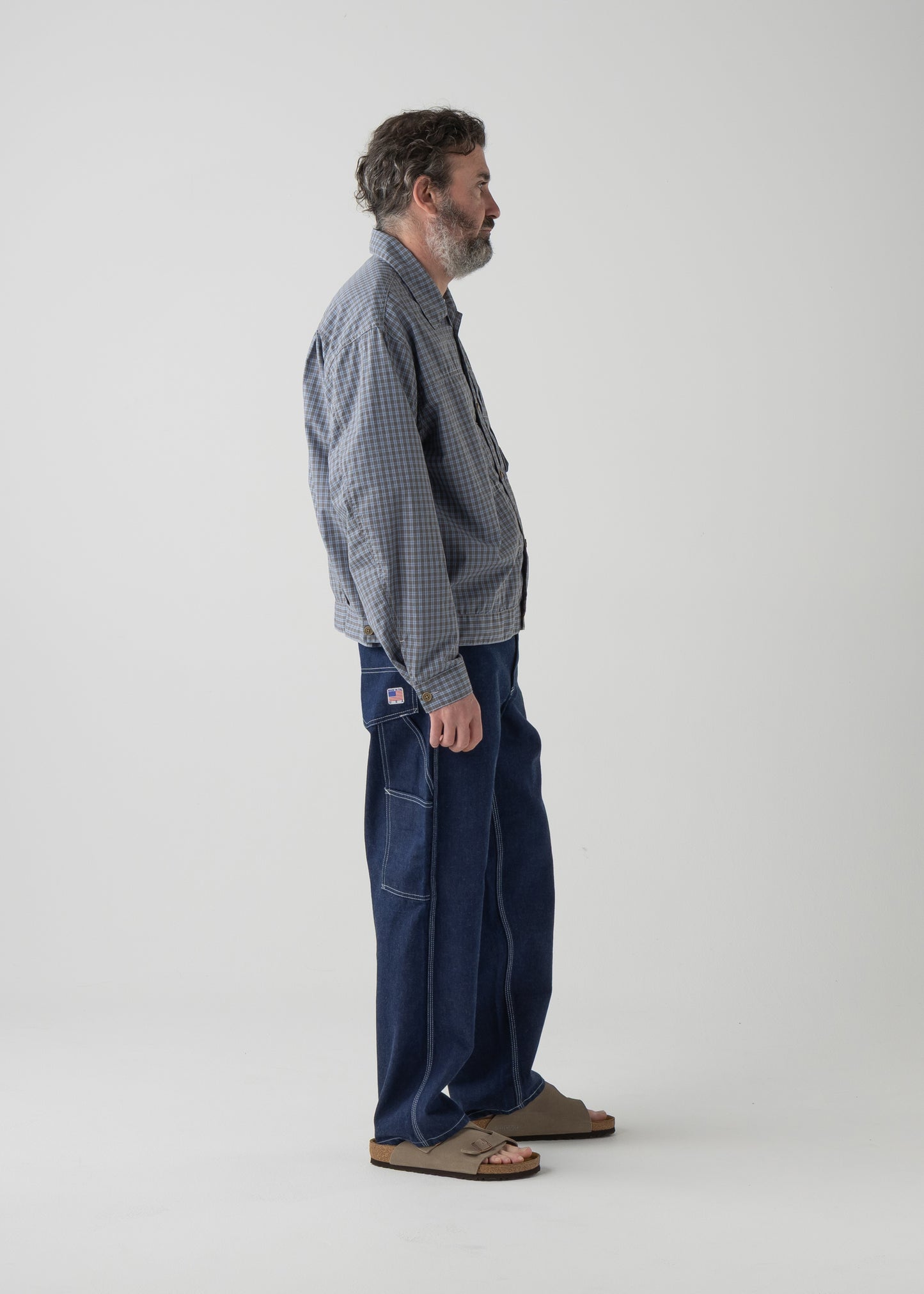 BROOKLYN trucker shirt jac / T/C American plaid [BLUE]