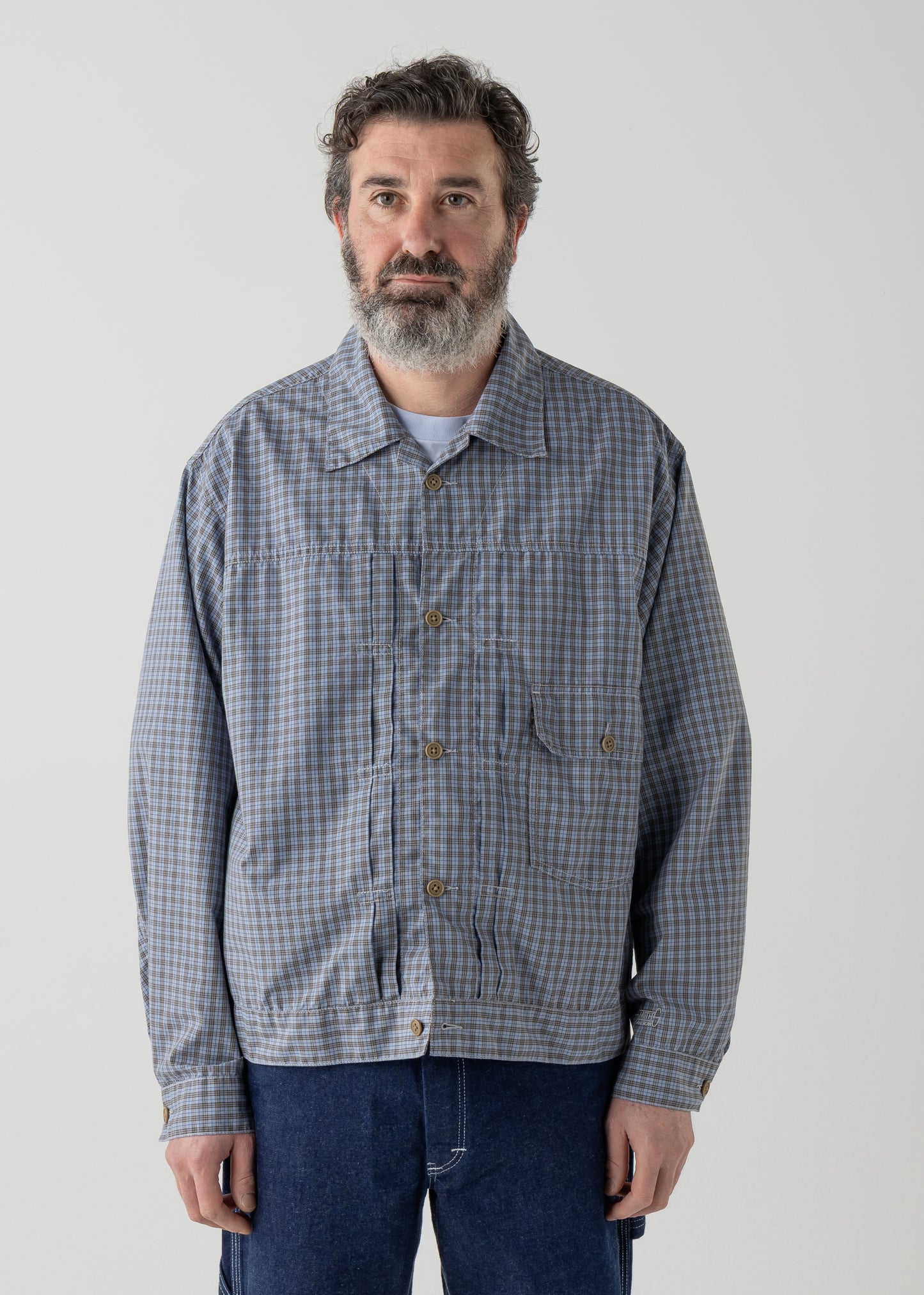 BROOKLYN trucker shirt jac / T/C American plaid [BLUE]