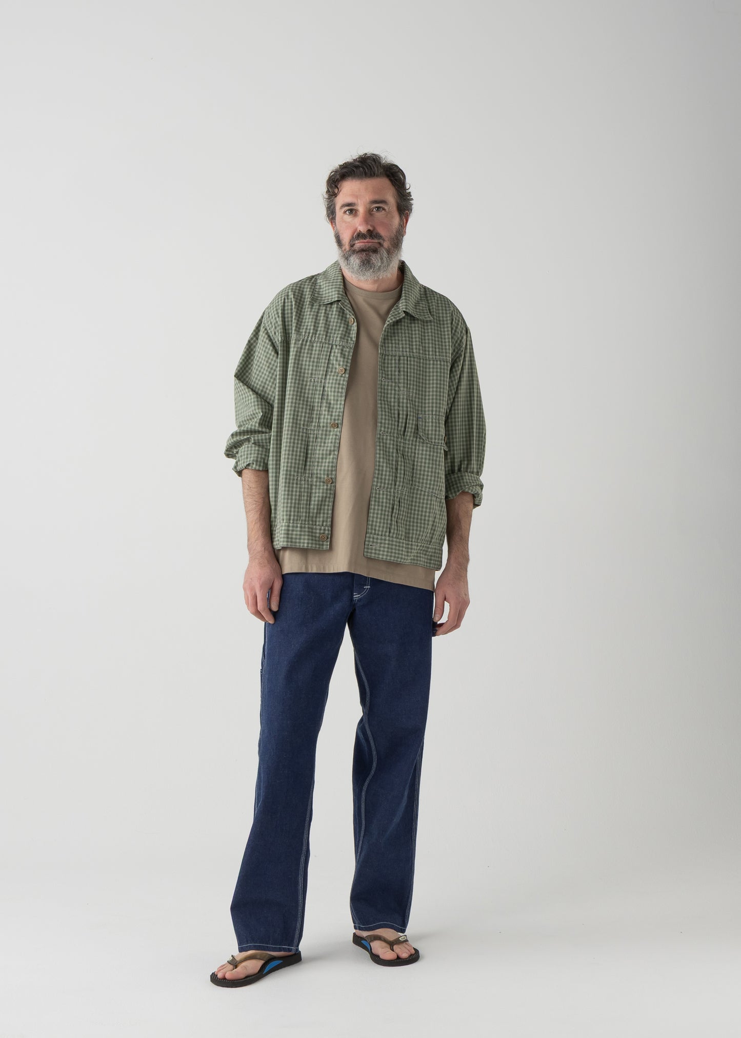BROOKLYN trucker shirt jac / T/C American plaid [OLIVE]