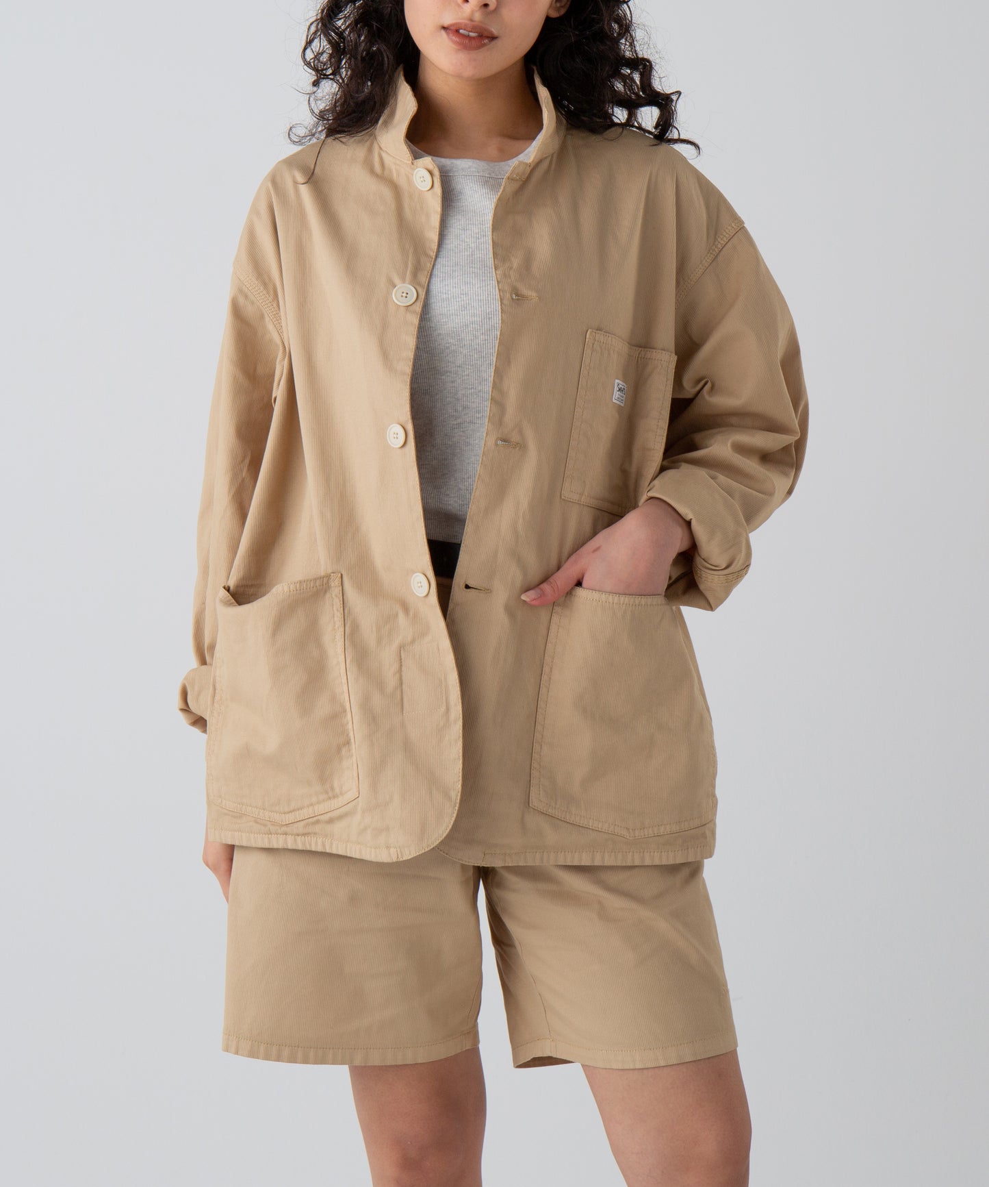 "LES HALLES" jacket / cotton cordlane  [BEIGE]