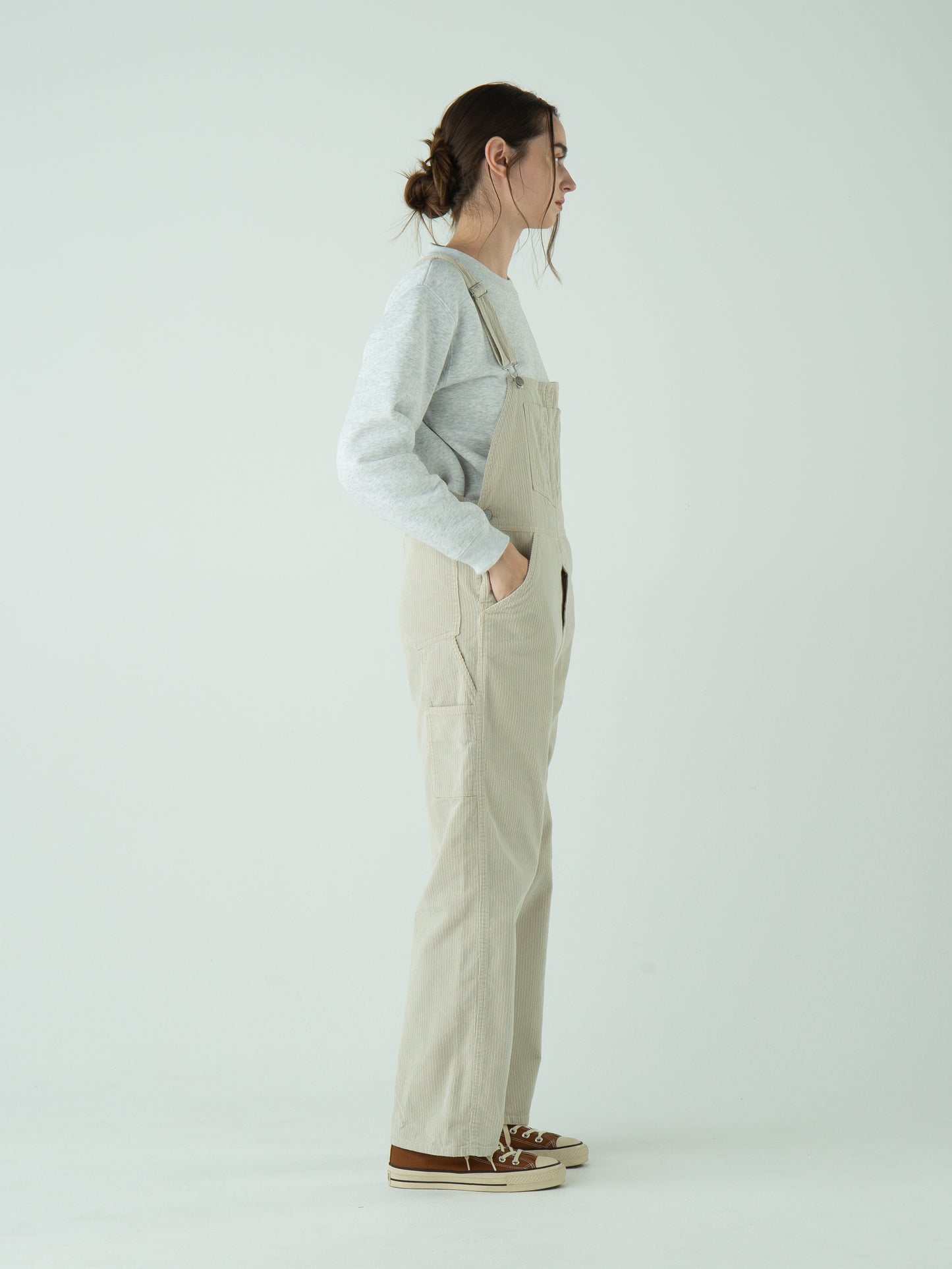 "LES HALLES" overall / uneven cord [STONE]