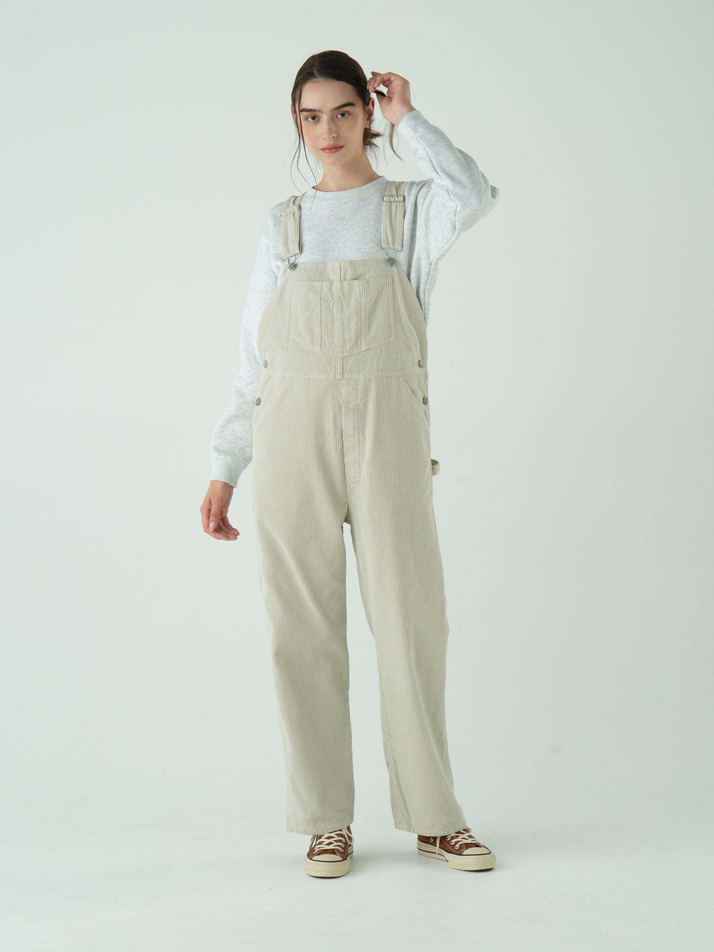 "LES HALLES" overall / uneven cord [STONE]