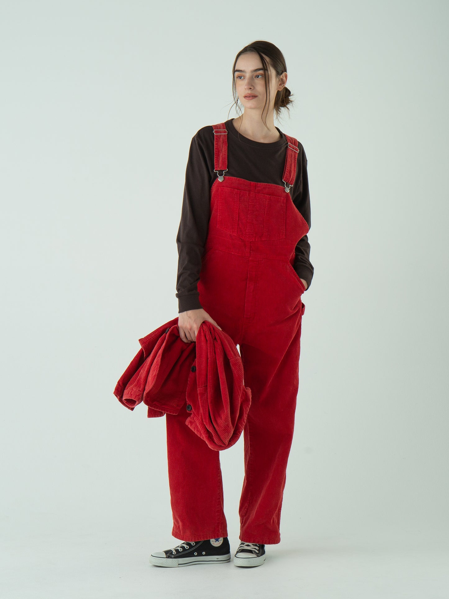 "LES HALLES" overall / uneven cord [RED]