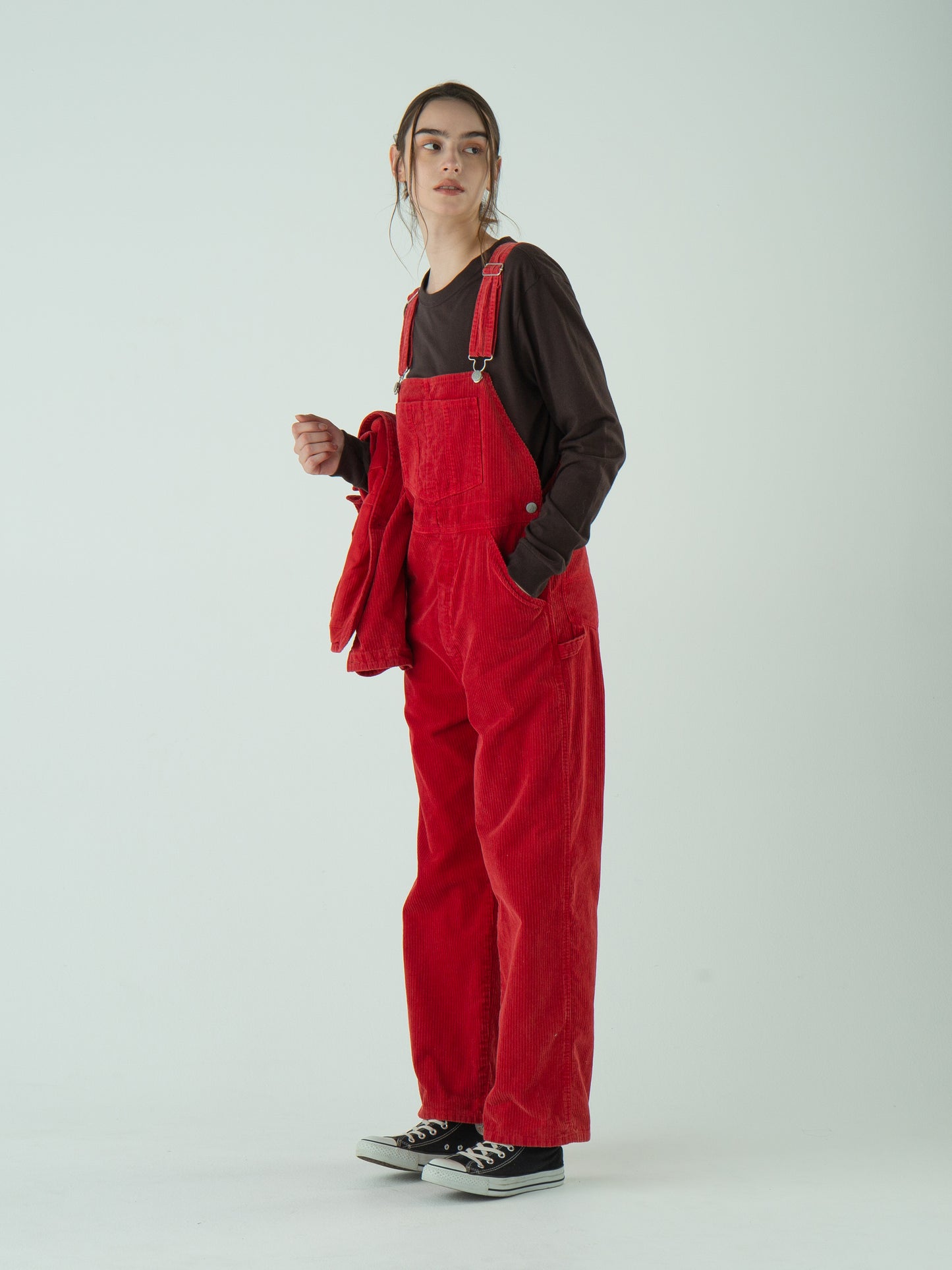 "LES HALLES" overall / uneven cord [RED]
