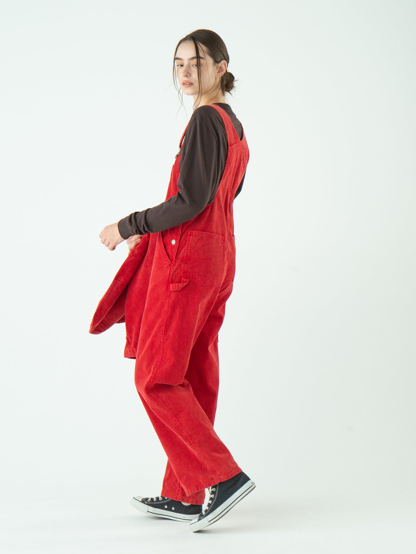 "LES HALLES" overall / uneven cord [RED]