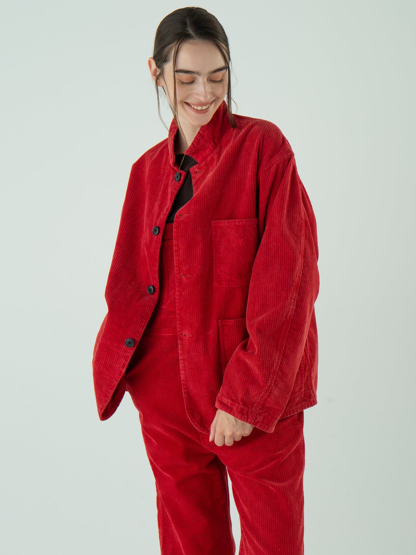 "LES HALLES" jacket /  uneven cord  [RED]