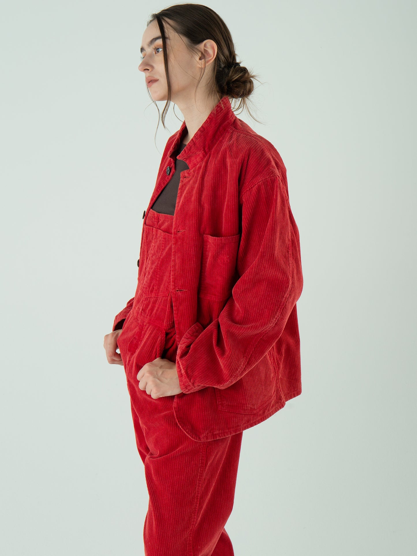"LES HALLES" jacket /  uneven cord  [RED]