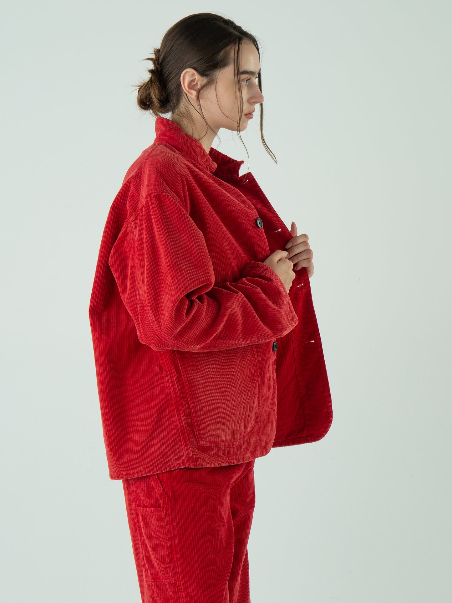"LES HALLES" jacket /  uneven cord  [RED]