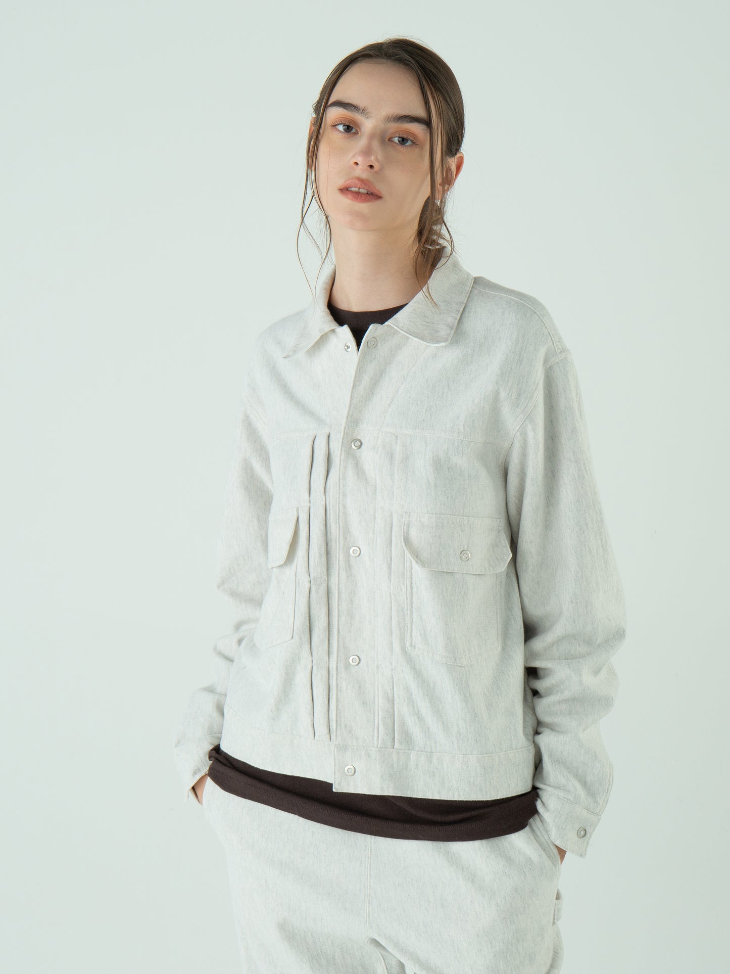"LES HALLES" truck sweat / cotton vintage terry  [GREY HEATHER]