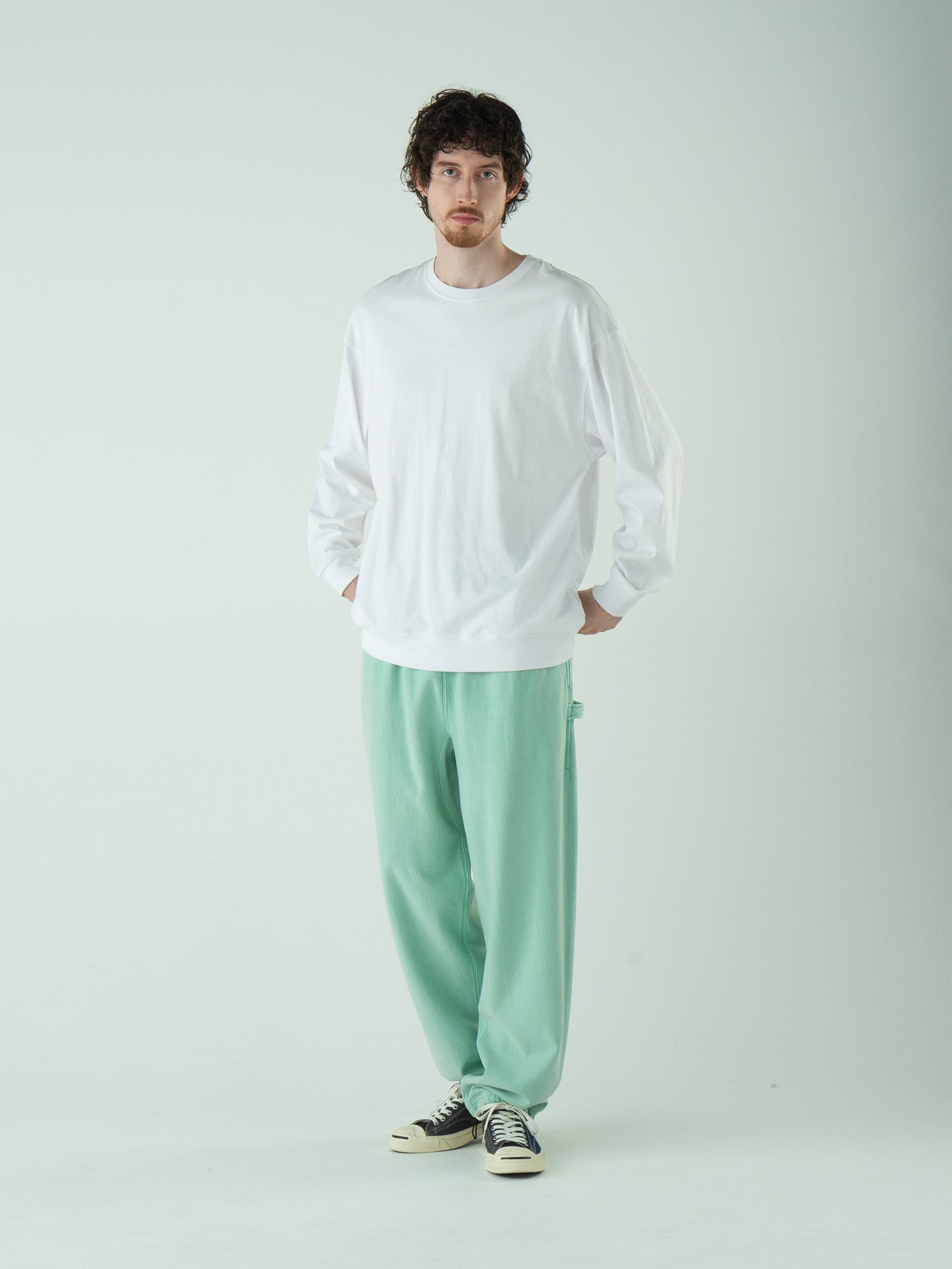 "LES HALLES" truck jersey pants / cotton vintage terry  [EMELARD]
