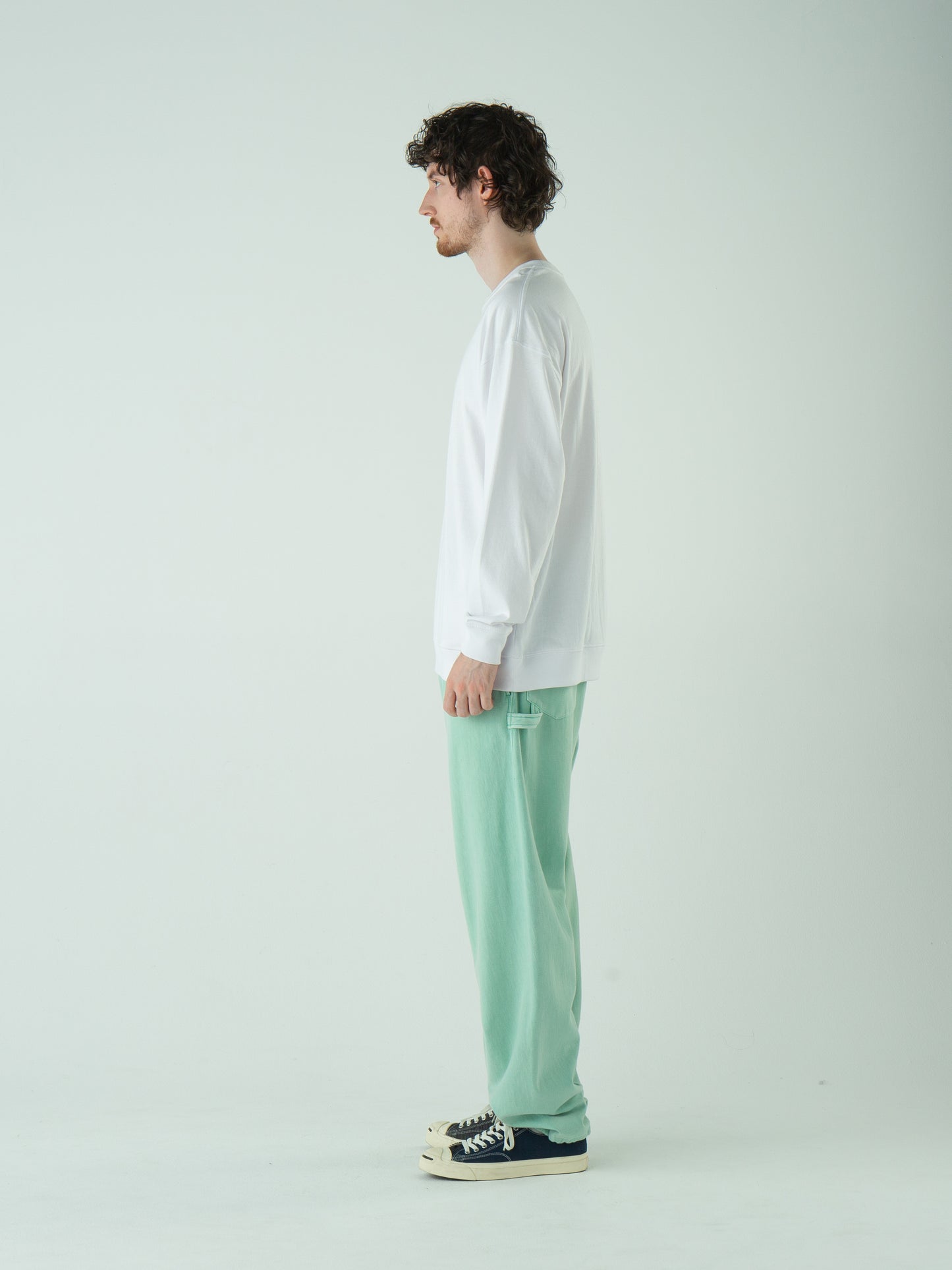 "LES HALLES" truck jersey pants / cotton vintage terry  [EMELARD]