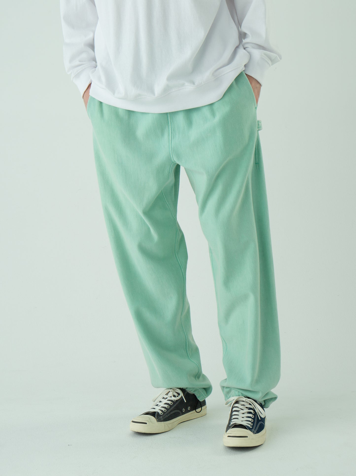 "LES HALLES" truck jersey pants / cotton vintage terry  [EMELARD]