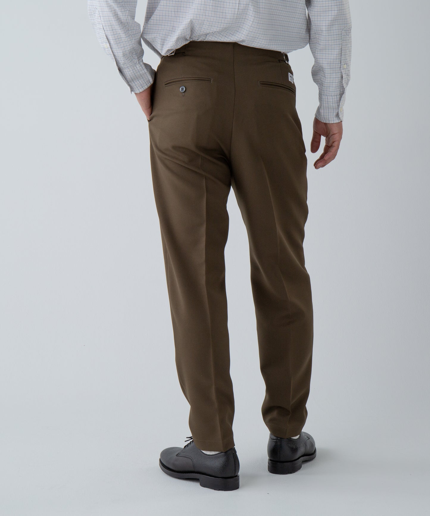 "BROOKLYN" continental trousers /poly stretch twill [OLIVE]