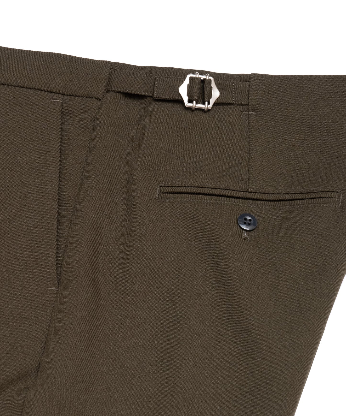 "BROOKLYN" continental trousers /poly stretch twill [OLIVE]